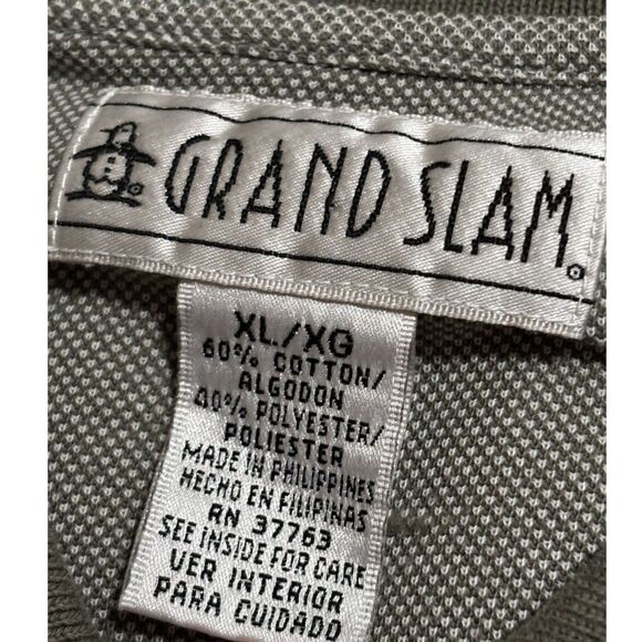 Grand Slam Polo Shirt XL Gray Short Sleeve Cotton Pocket Classic Golf Casual - Picture 2 of 9